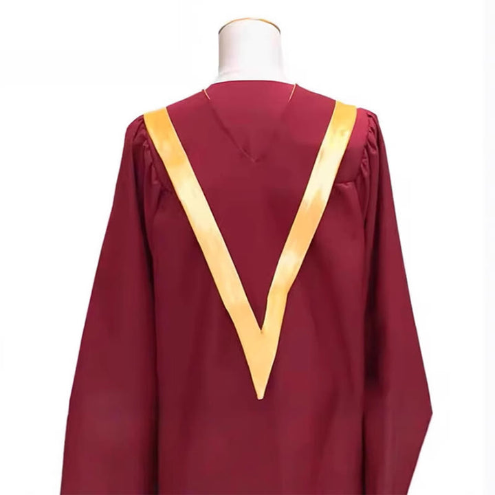 Christianartworkshop Traditional Burgundy Clergy Robe with Gold Cross & V Neck Trim - image 6
