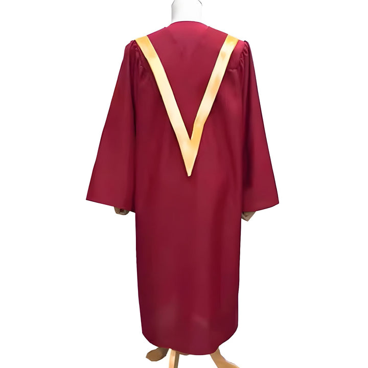 Christianartworkshop Traditional Burgundy Clergy Robe with Gold Cross & V Neck Trim - image 5