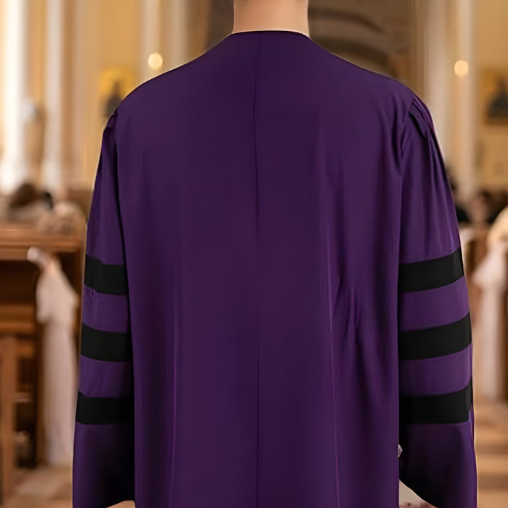 Christianartworkshop Ornate Purple Clergy Robe with Golden Cross & Striped Style - image 5