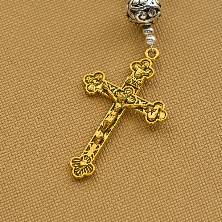 FREE Today: Gradient Multicolor Glass Bead & Brass Crucifix Rosary with Divine Mercy Medal - image 8