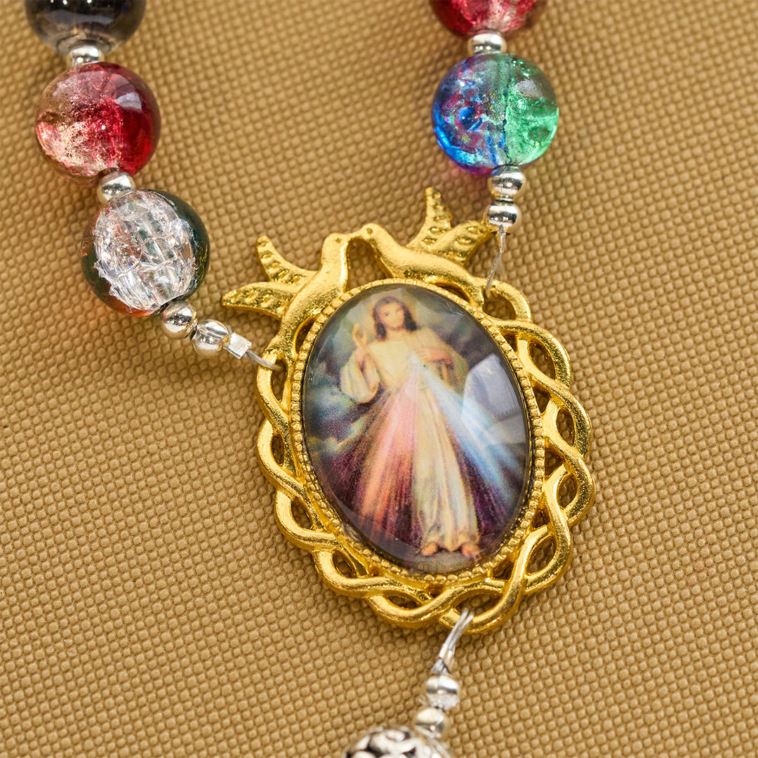 FREE Today: Gradient Multicolor Glass Bead & Brass Crucifix Rosary with Divine Mercy Medal - image 9
