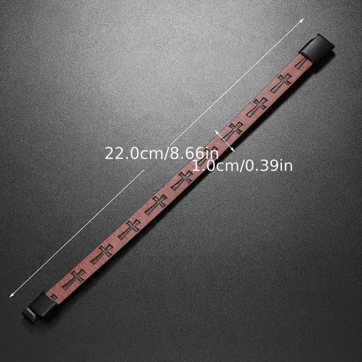 FREE Today: Classic Style Multicolor Leather Magnetic Buckle Bracelet with Cross Motifs - image 9