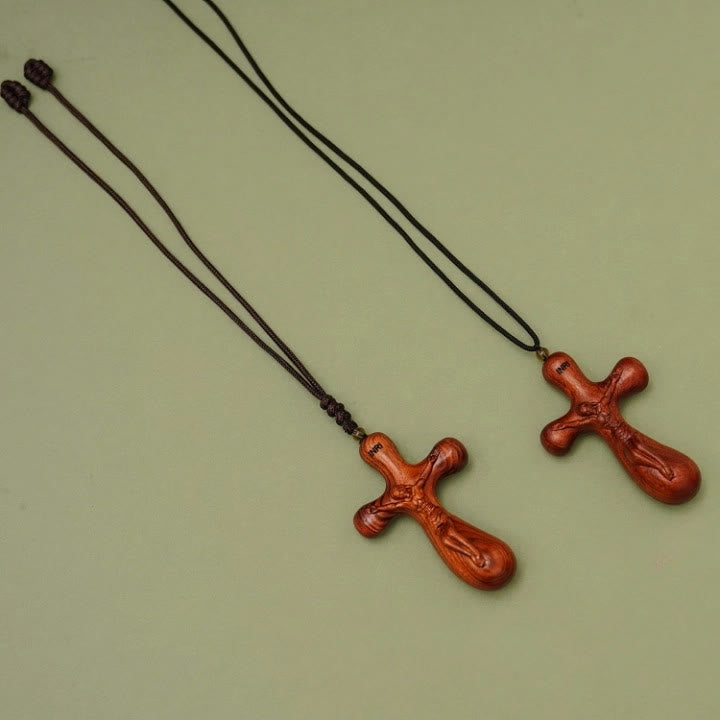 FREE Today: Vintage Sandalwood INRI Crucifix Car Pendant & Necklace: Devotion on the Road - image 6