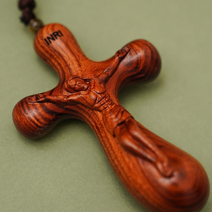 FREE Today: Vintage Sandalwood INRI Crucifix Car Pendant & Necklace: Devotion on the Road - image 5
