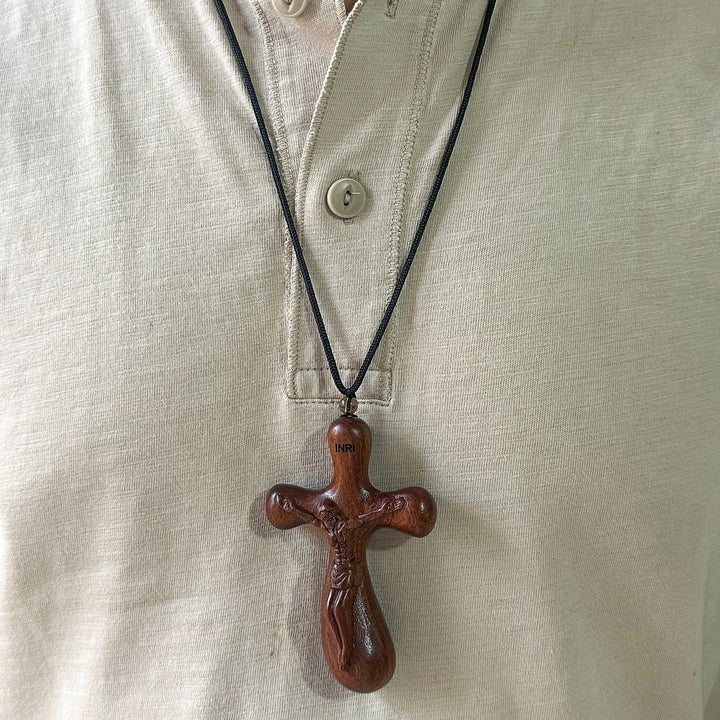 FREE Today: Vintage Sandalwood INRI Crucifix Car Pendant & Necklace: Devotion on the Road - Necklace - image 2