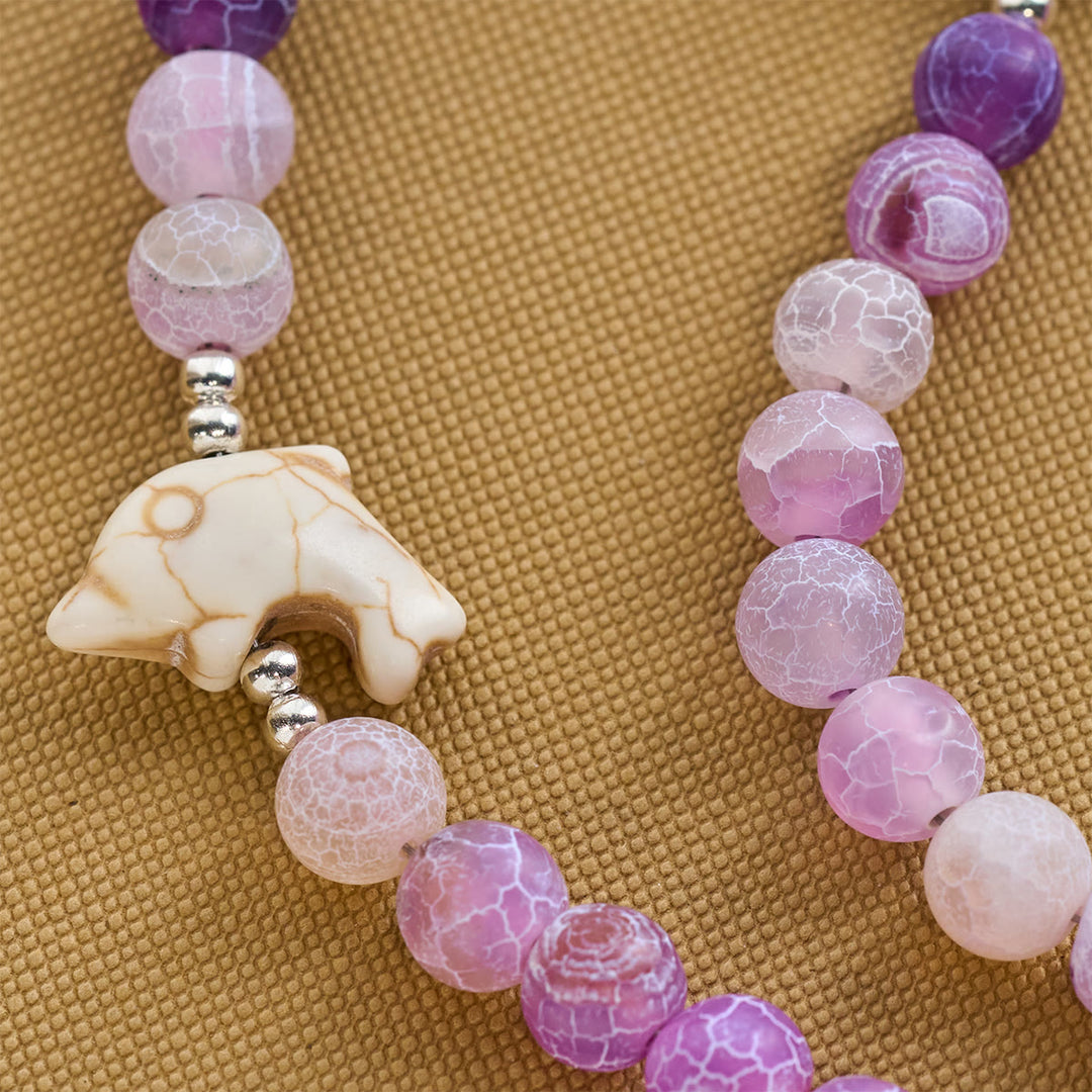 Christianartworkshop Ocean of Faith Purple Weathered Agate and Dolphin Charms Rosary with Divine Mercy Devotion - image 6