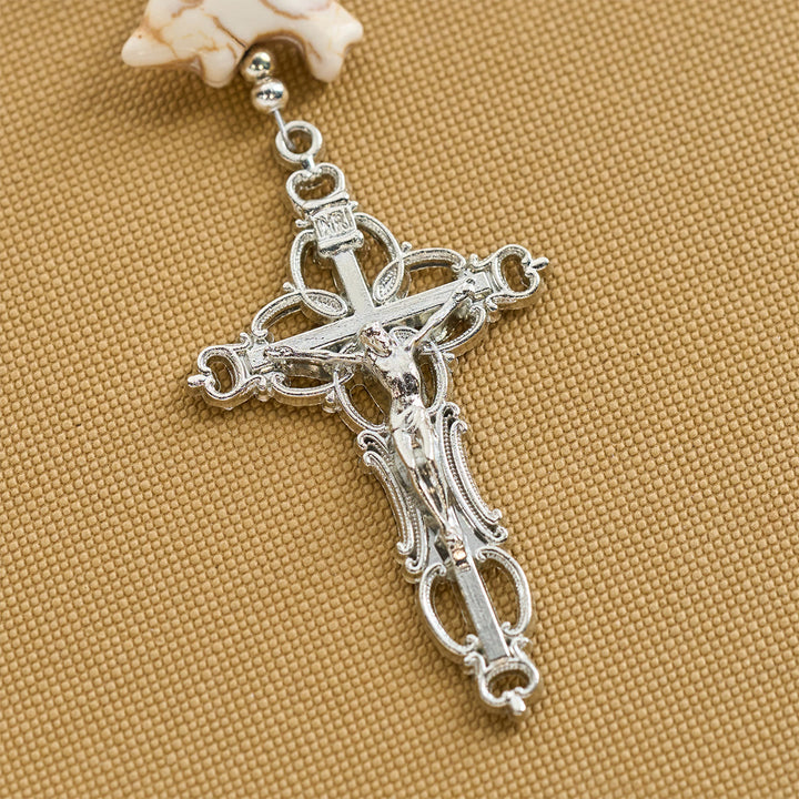 Christianartworkshop Ocean of Faith Purple Weathered Agate and Dolphin Charms Rosary with Divine Mercy Devotion - image 7