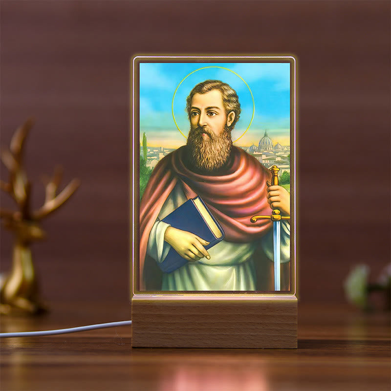 Christianartworkshop Holy Saints Icon Beechwood Base Nightlight of Faithful Guardian - B - image 2