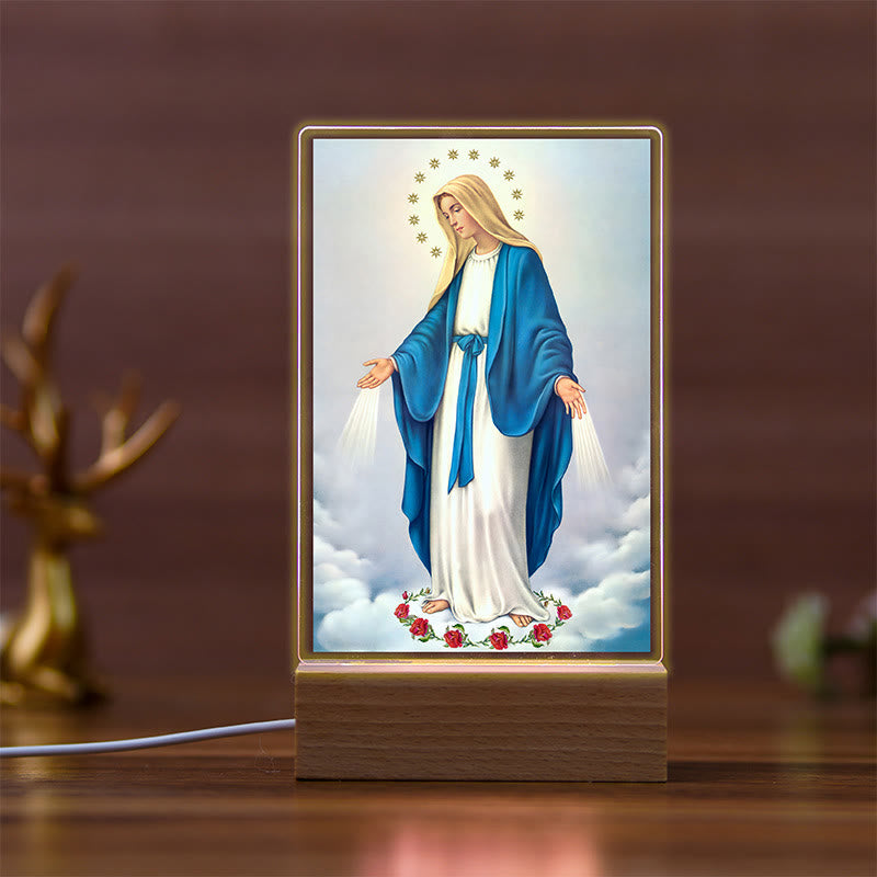 Christianartworkshop Holy Saints Icon Beechwood Base Nightlight of Faithful Guardian - E - image 5