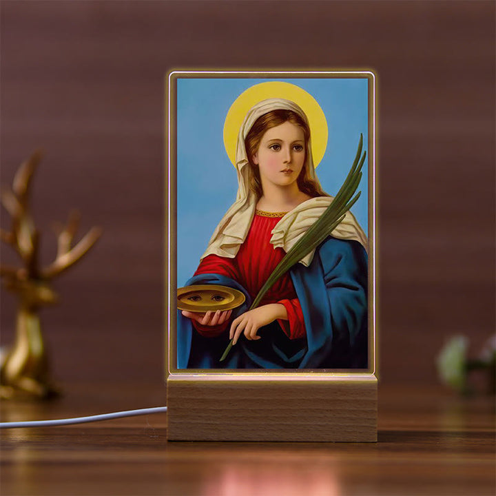 Christianartworkshop Holy Saints Icon Beechwood Base Nightlight of Faithful Guardian - G - image 7
