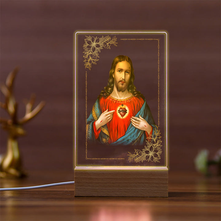 Christianartworkshop Holy Saints Icon Beechwood Base Nightlight of Faithful Guardian - H - image 8