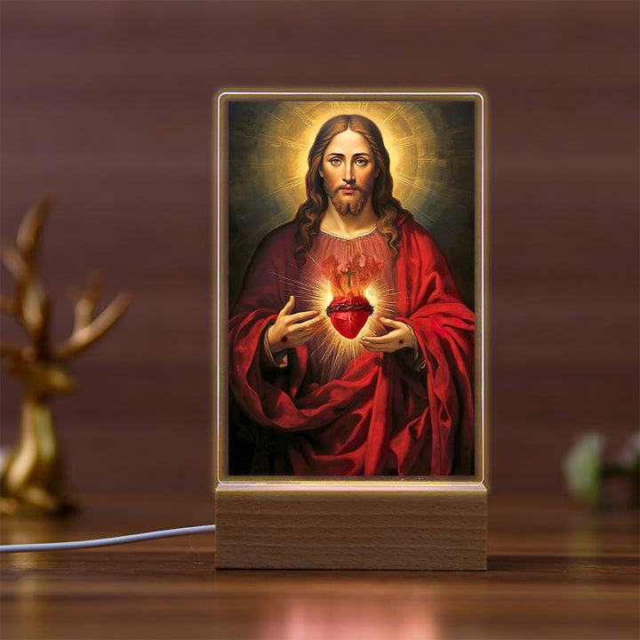 Christianartworkshop Holy Saints Icon Beechwood Base Nightlight of Faithful Guardian - I - image 9