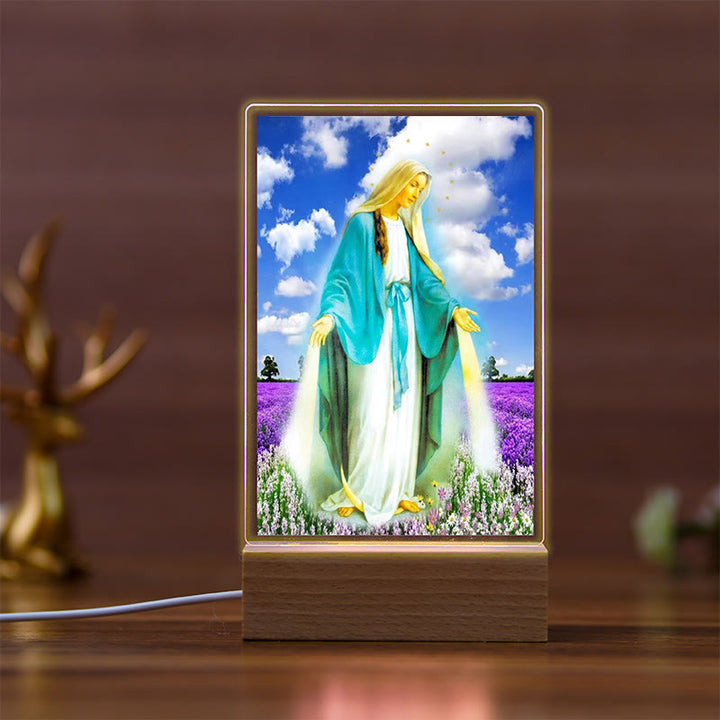Christianartworkshop Holy Saints Icon Beechwood Base Nightlight of Faithful Guardian - C - image 3