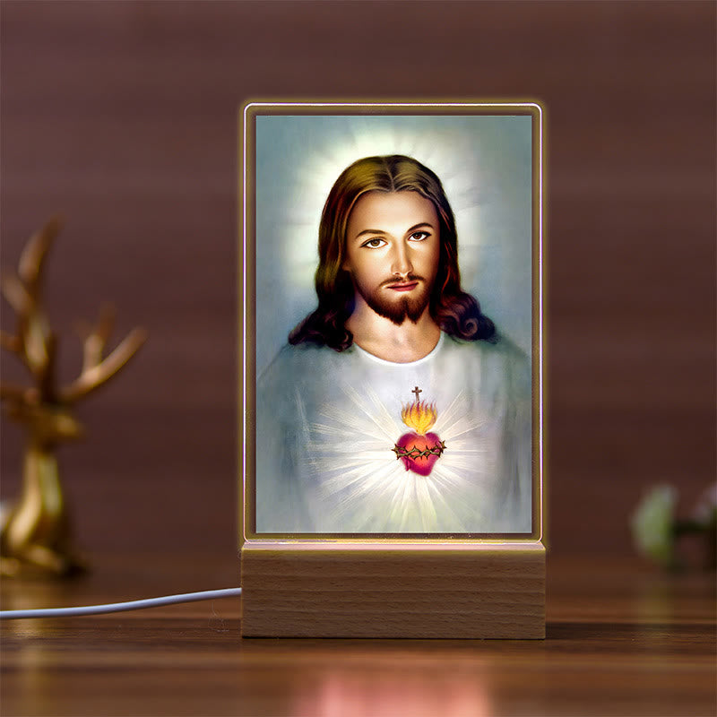 Christianartworkshop Holy Saints Icon Beechwood Base Nightlight of Faithful Guardian - D - image 4