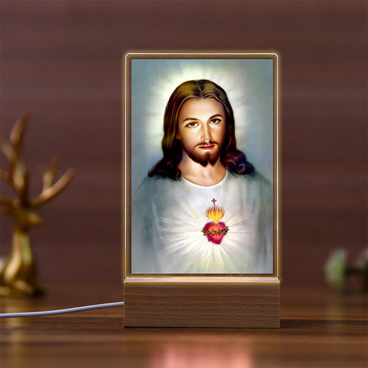 Christianartworkshop Holy Saints Icon Beechwood Base Nightlight of Faithful Guardian - D - image 4