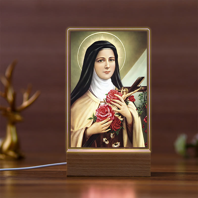 Christianartworkshop Daily Faith Resonant Religious Nightlight with Holy Icons & Beech Base - B - image 2