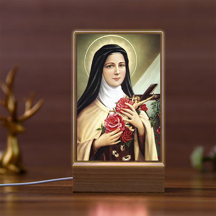 Christianartworkshop Daily Faith Resonant Religious Nightlight with Holy Icons & Beech Base - B - image 2