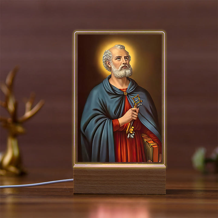 Christianartworkshop Daily Faith Resonant Religious Nightlight with Holy Icons & Beech Base - C - image 3