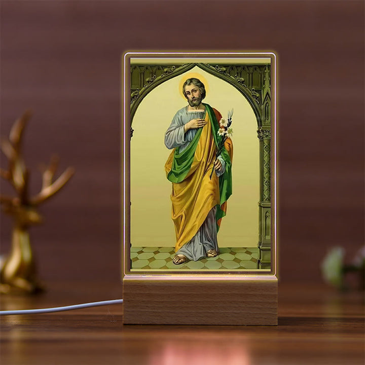 Christianartworkshop Daily Faith Resonant Religious Nightlight with Holy Icons & Beech Base - E - image 5
