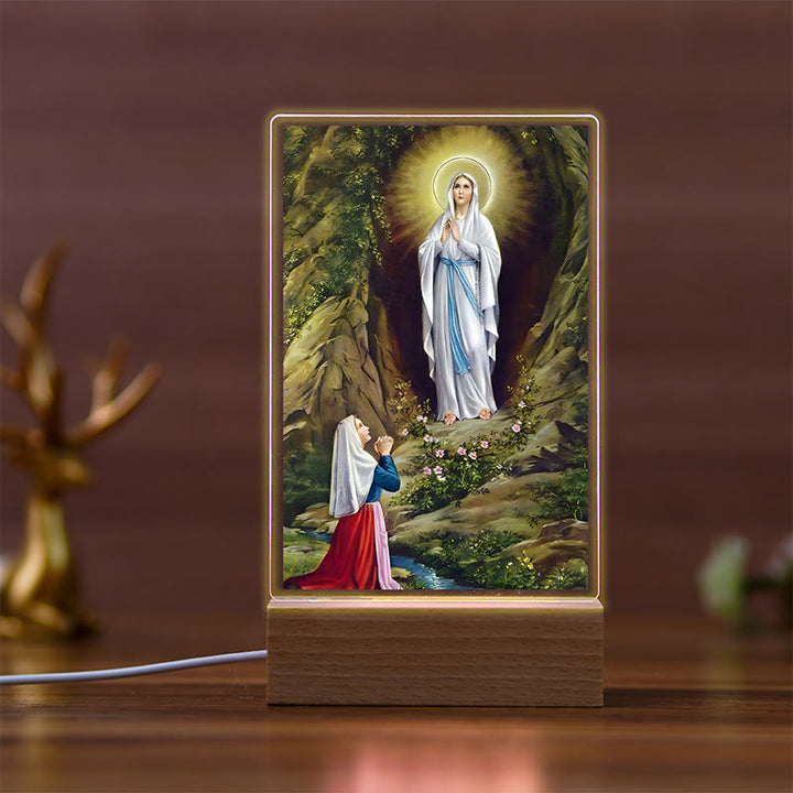 Christianartworkshop Daily Faith Resonant Religious Nightlight with Holy Icons & Beech Base - G - image 7
