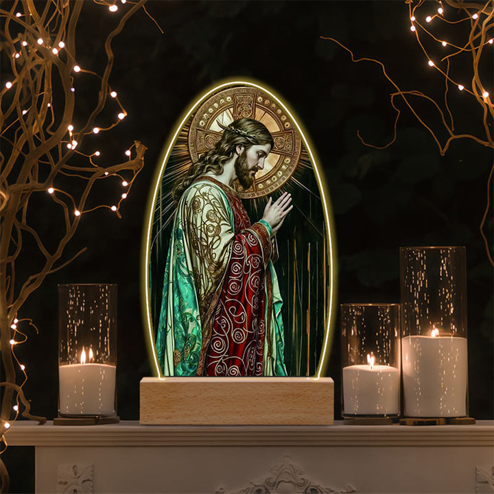 Christianartworkshop Jesus Modern Devotion Colorful Glow Nightlight: Oval Silhouette & Artistic Hues - C - image 6