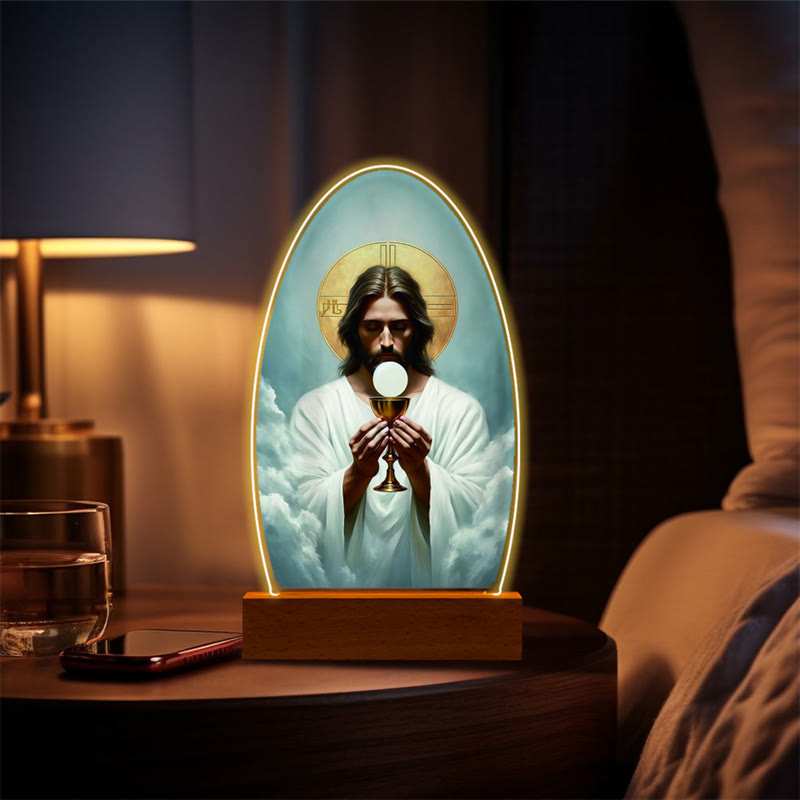 Christianartworkshop Jesus Modern Devotion Colorful Glow Nightlight: Oval Silhouette & Artistic Hues - E - image 8