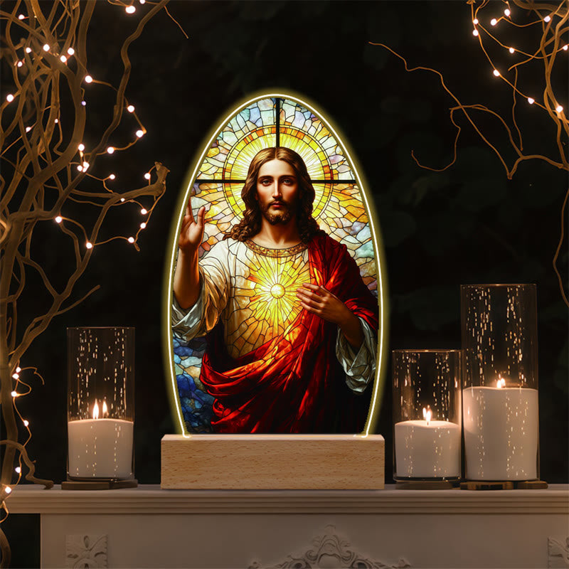 Christianartworkshop Jesus Modern Devotion Colorful Glow Nightlight: Oval Silhouette & Artistic Hues - H - image 11