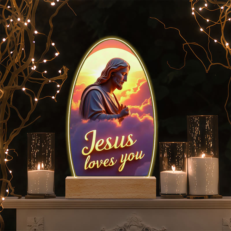 Christianartworkshop Jesus Modern Devotion Colorful Glow Nightlight: Oval Silhouette & Artistic Hues - A - image 1