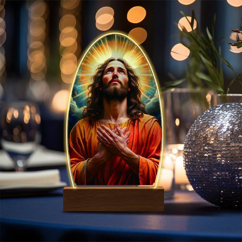 Christianartworkshop Jesus Modern Devotion Colorful Glow Nightlight: Oval Silhouette & Artistic Hues - J - image 13