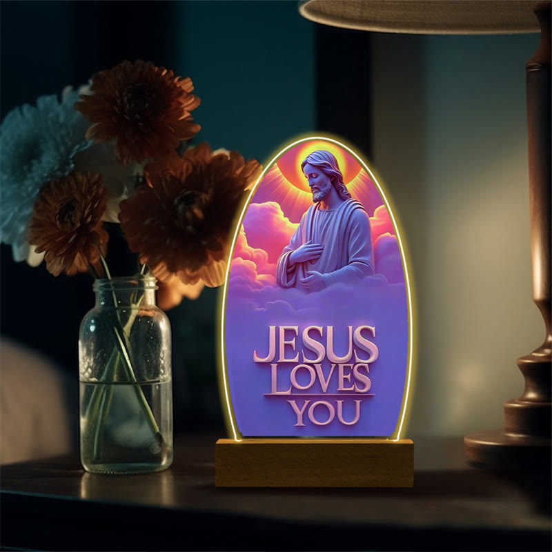 Christianartworkshop Jesus Modern Devotion Colorful Glow Nightlight: Oval Silhouette & Artistic Hues - K - image 14