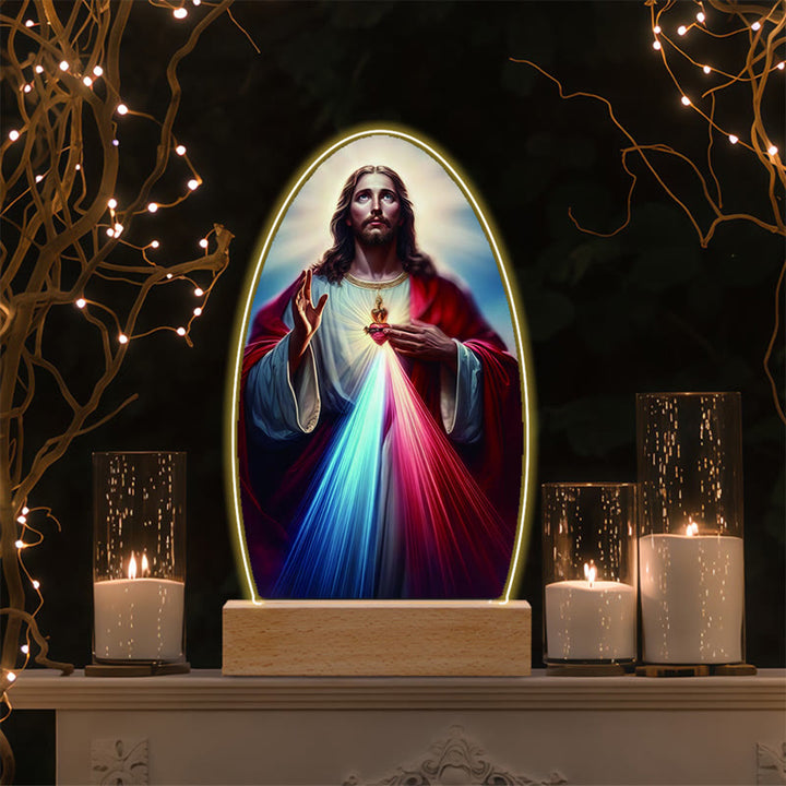 Christianartworkshop Jesus Modern Devotion Colorful Glow Nightlight: Oval Silhouette & Artistic Hues - L - image 15