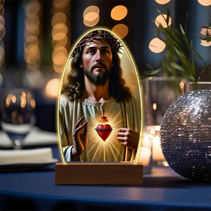 Christianartworkshop Jesus Modern Devotion Colorful Glow Nightlight: Oval Silhouette & Artistic Hues - M - image 16