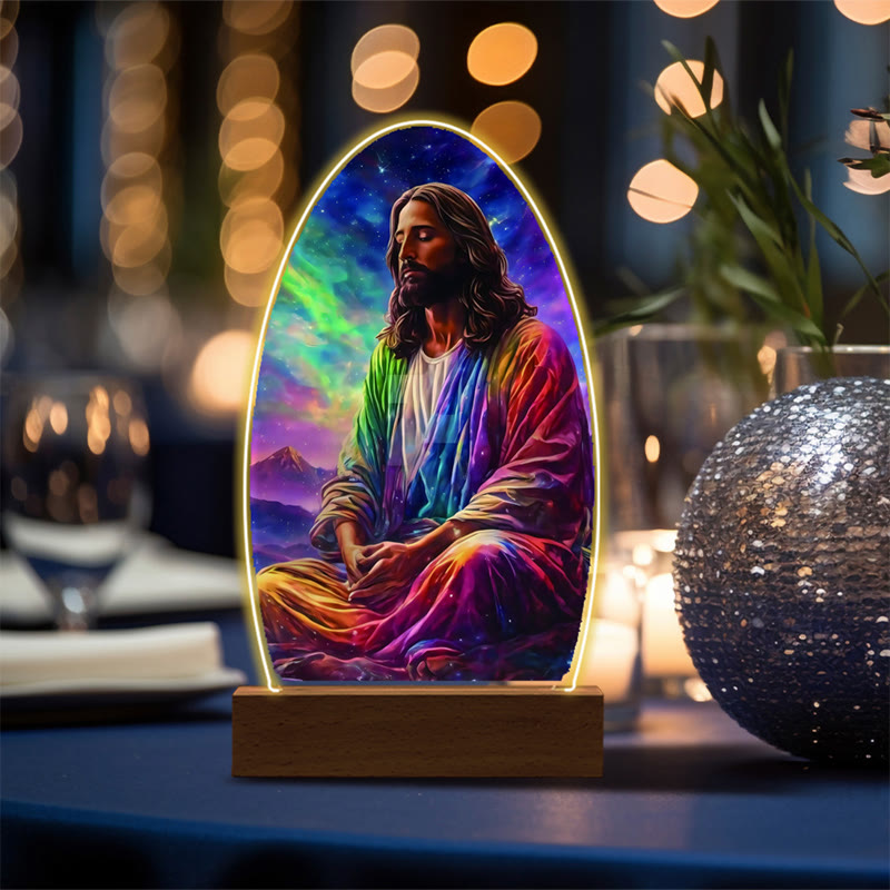 Christianartworkshop Jesus Modern Devotion Colorful Glow Nightlight: Oval Silhouette & Artistic Hues - N - image 17