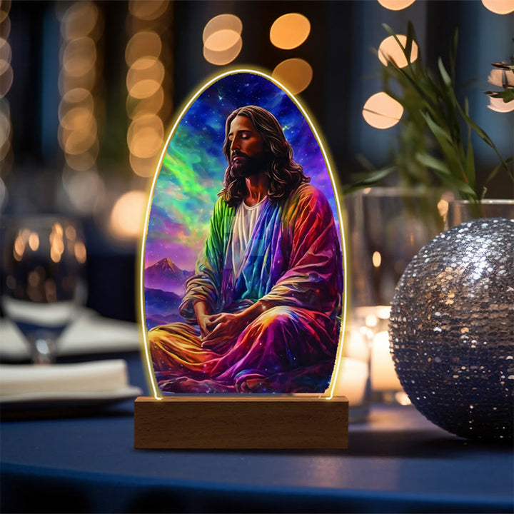 Christianartworkshop Jesus Modern Devotion Colorful Glow Nightlight: Oval Silhouette & Artistic Hues - N - image 17