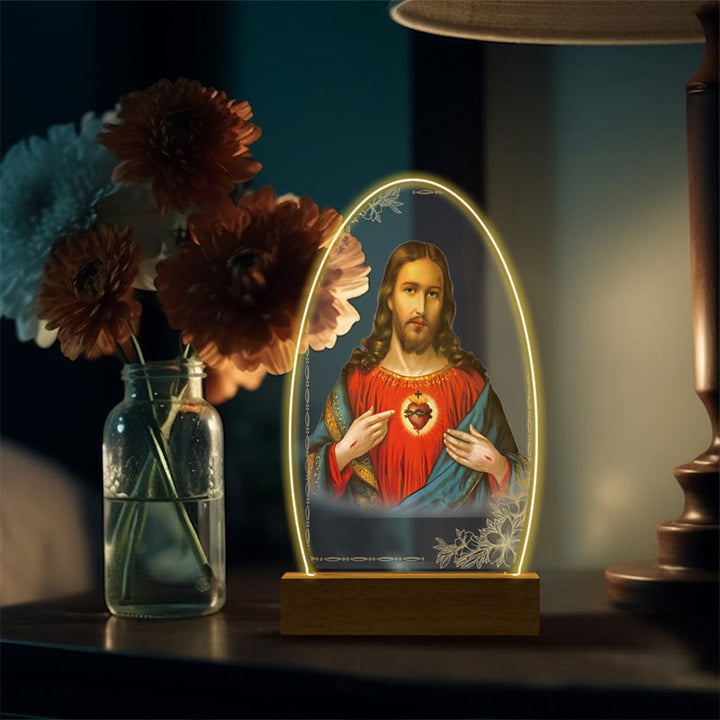 Christianartworkshop Jesus Modern Devotion Colorful Glow Nightlight: Oval Silhouette & Artistic Hues - Q - image 20