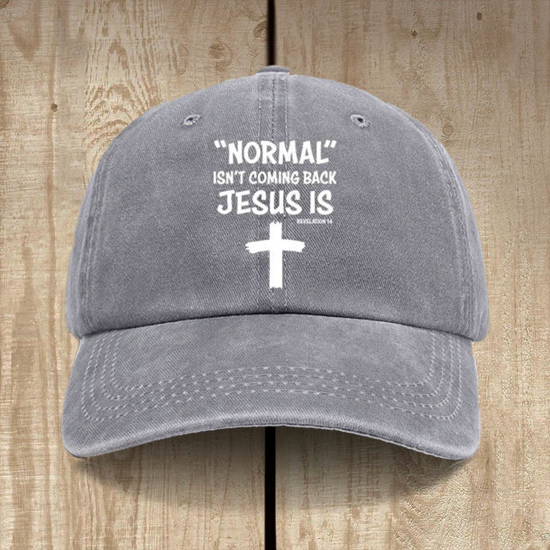 Christianartworkshop Jesus Is Coming Back Unisex Distressed Washed Cotton Hat - Grey - image 5