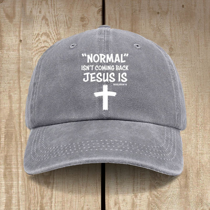 Christianartworkshop Jesus Is Coming Back Unisex Distressed Washed Cotton Hat - Grey - image 5