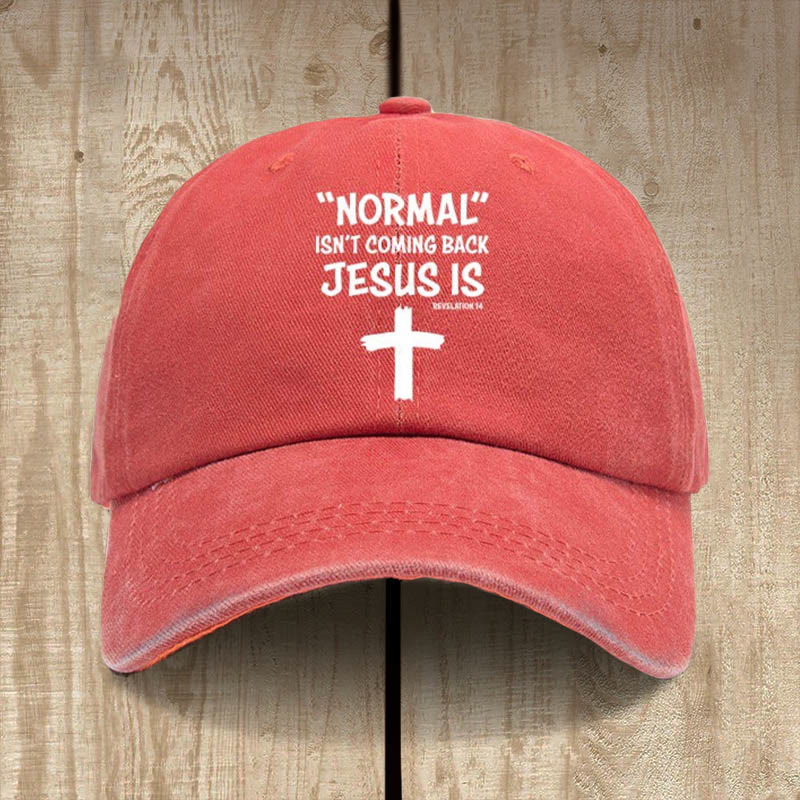 Christianartworkshop Jesus Is Coming Back Unisex Distressed Washed Cotton Hat - Orange - image 8