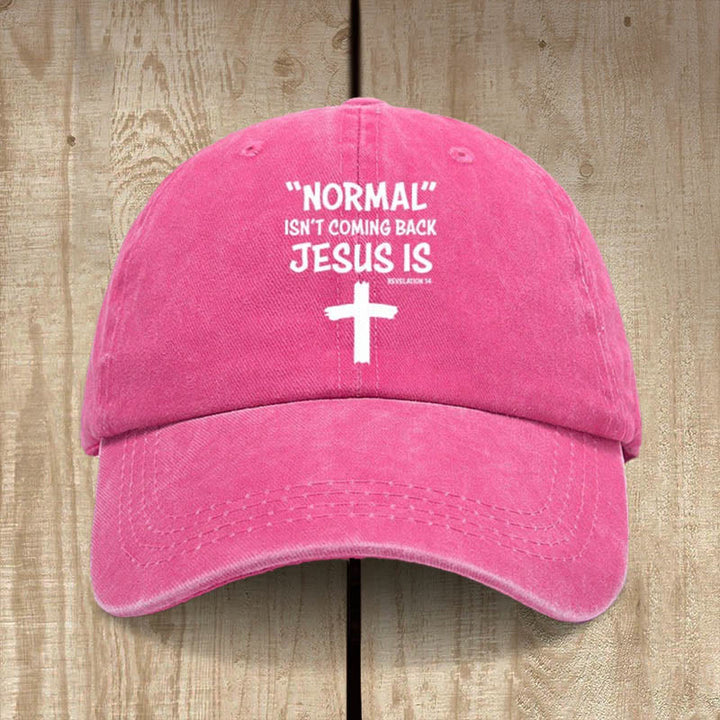 Christianartworkshop Jesus Is Coming Back Unisex Distressed Washed Cotton Hat - Rose - image 10