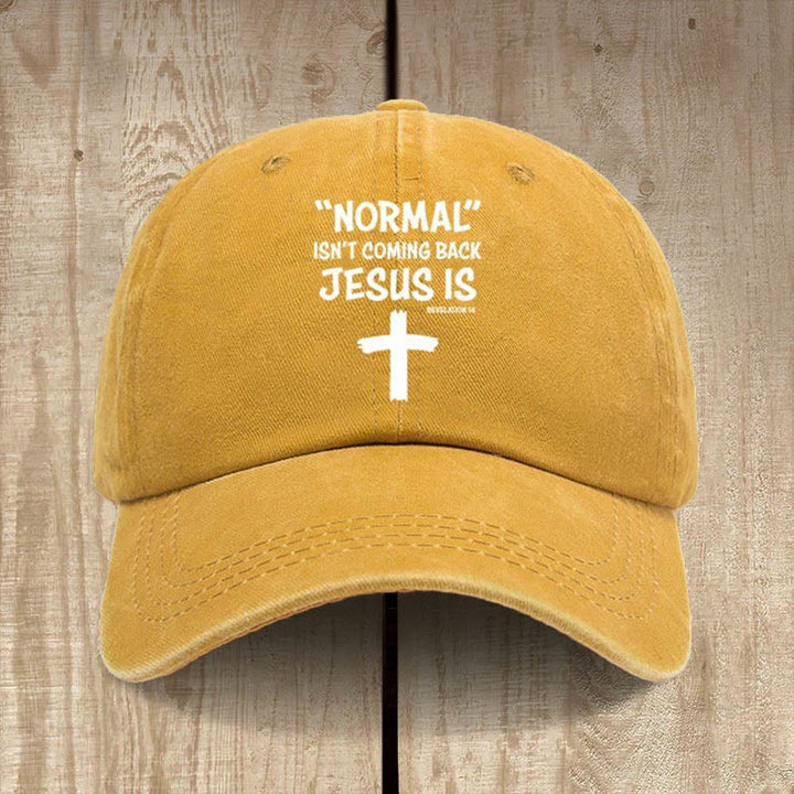 Christianartworkshop Jesus Is Coming Back Unisex Distressed Washed Cotton Hat - Yellow - image 12