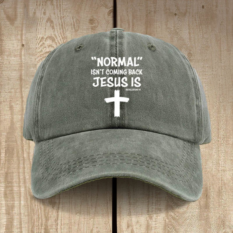 Christianartworkshop Jesus Is Coming Back Unisex Distressed Washed Cotton Hat - Army Green - image 4