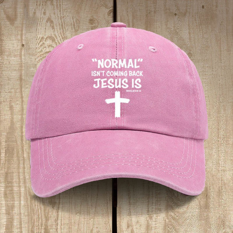 Christianartworkshop Jesus Is Coming Back Unisex Distressed Washed Cotton Hat - Pink - image 7
