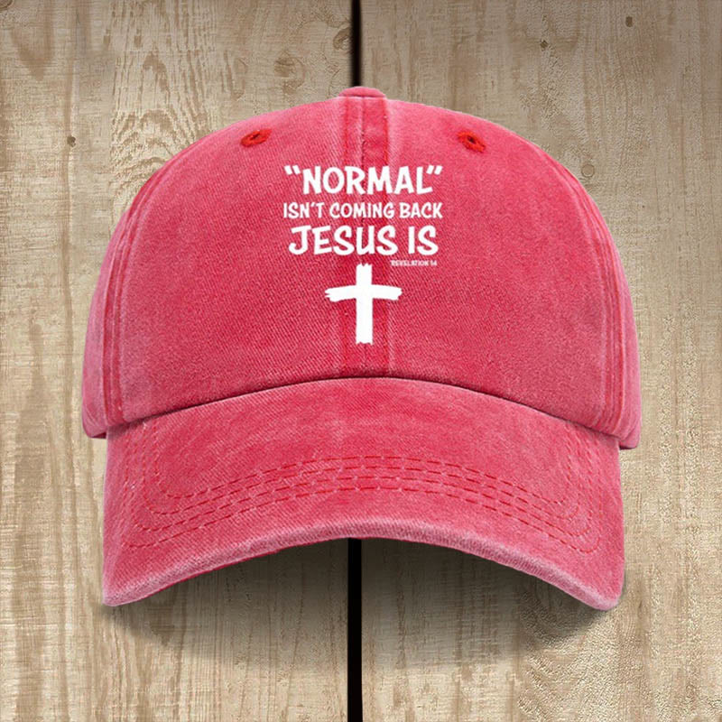 Christianartworkshop Jesus Is Coming Back Unisex Distressed Washed Cotton Hat - Red - image 15