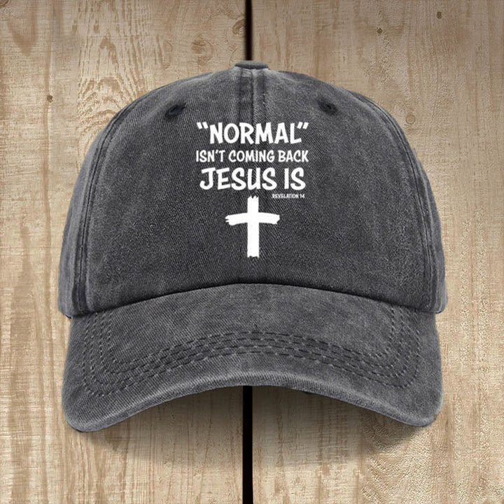 Christianartworkshop Jesus Is Coming Back Unisex Distressed Washed Cotton Hat - Black - image 0