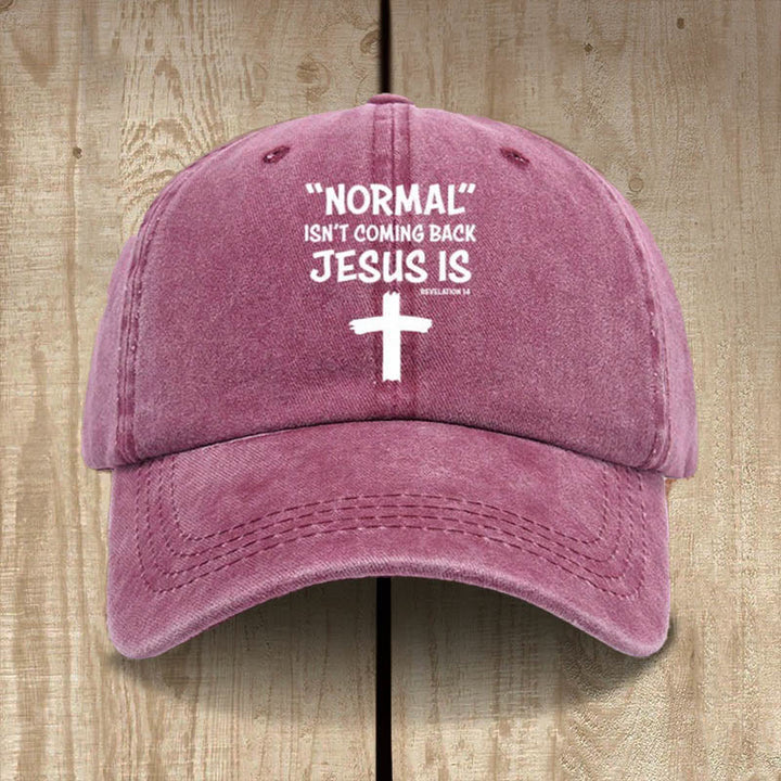Christianartworkshop Jesus Is Coming Back Unisex Distressed Washed Cotton Hat - Wine - image 6