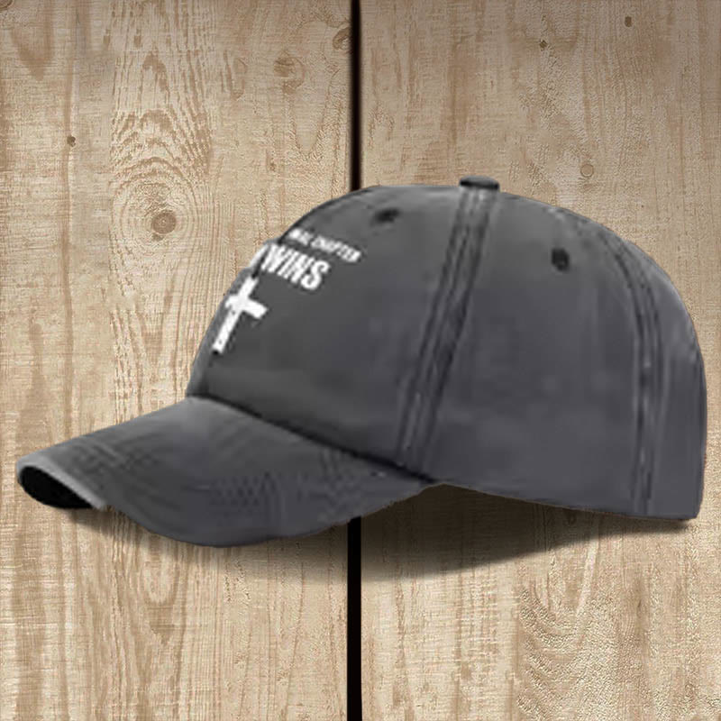 Christianartworkshop God Wins Unisex Distressed Washed Cotton Hat - image 3