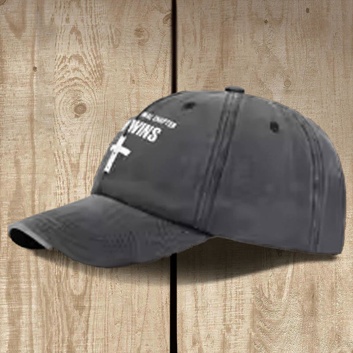 Christianartworkshop God Wins Unisex Distressed Washed Cotton Hat - image 3