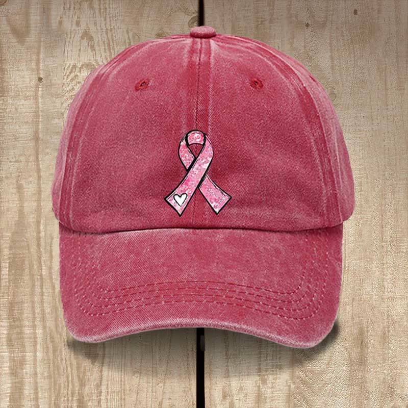 Christianartworkshop God's Healing Prayers Pink Ribbon Hat: Faith Warrior for Cancer Awareness - Red - image 3