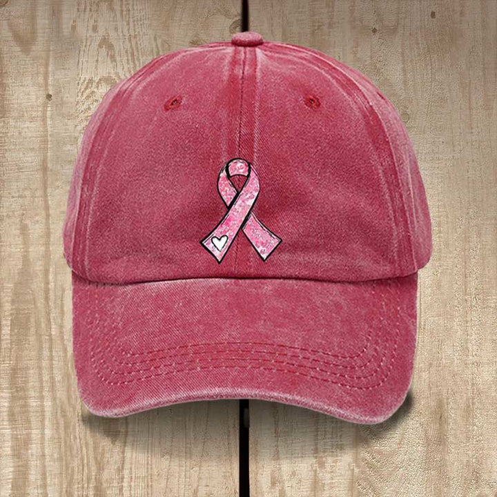 Christianartworkshop God's Healing Prayers Pink Ribbon Hat: Faith Warrior for Cancer Awareness - Red - image 3