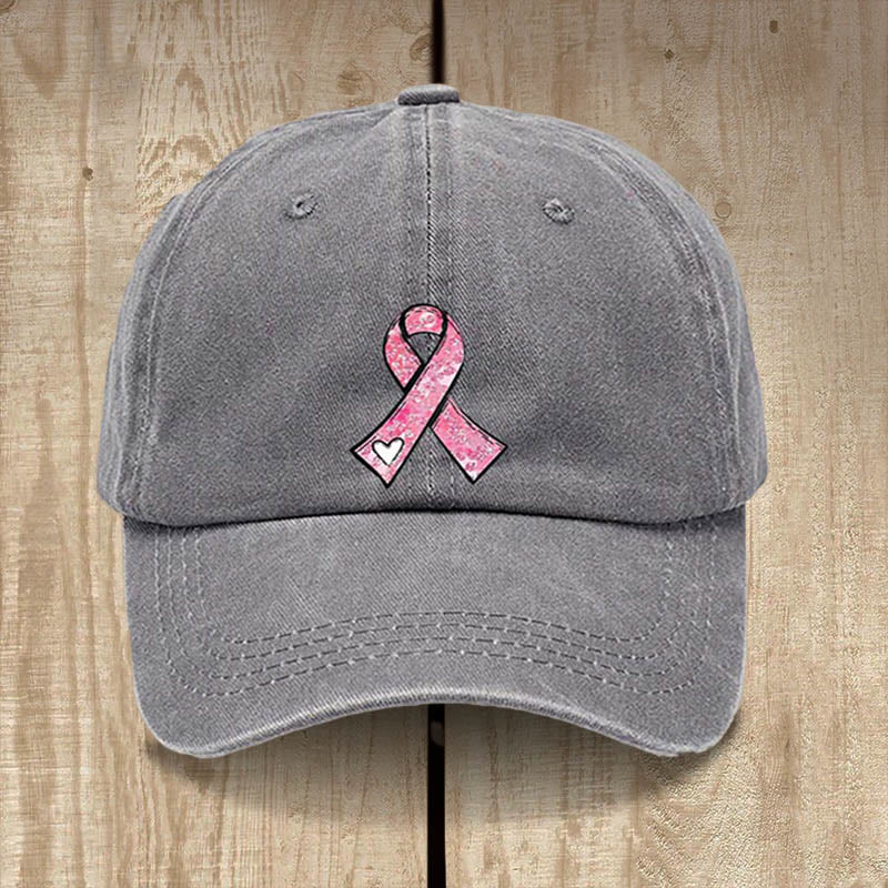 Christianartworkshop God's Healing Prayers Pink Ribbon Hat: Faith Warrior for Cancer Awareness - Grey - image 2